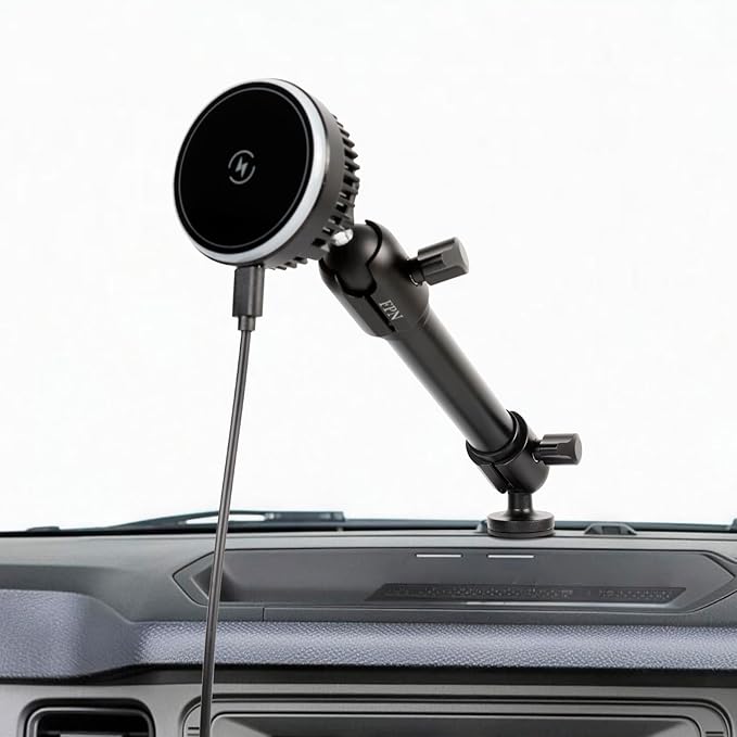 Magnetic Wireless Charging Phone Mount Holder for Ford Bronco 2021 2022 2023 2024 2025 2/4 Door, 15W Fast Charger with TEC & Fan Cooling for Magsafe iPhone 17/16/15/14/13/12 Series, 7.3" Aluminum Arm