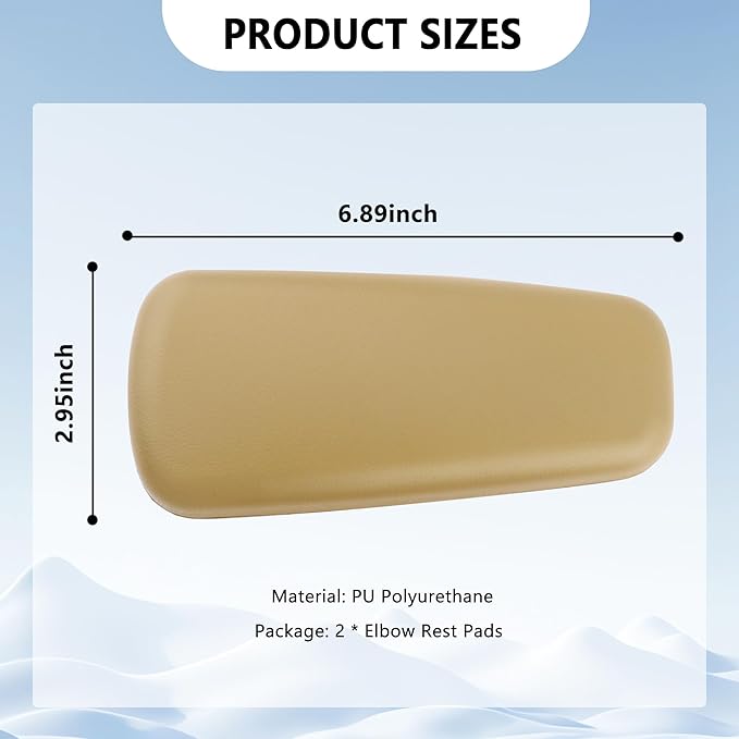 2PCS Elbow Pad Arm Rest for Car,Soft Leather Arm Rest Pillow with One-Piece Molding for Comfortable Support,Universal Car Accessories Car Knee Cushion Car Door Armrest Pads (Beige)