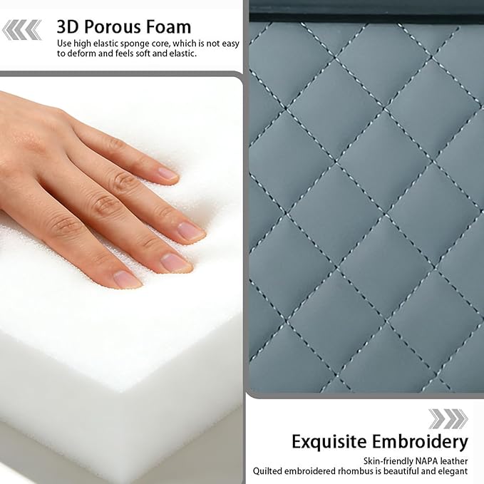 Car Armrest Cushion, Car Center Console Cover, Leather Armrest Cover for Car, Universal Middle Console Cushion with Storage Box, Cup Holder, Phone Slot, Waterproof Interior Accessories (Light gray)