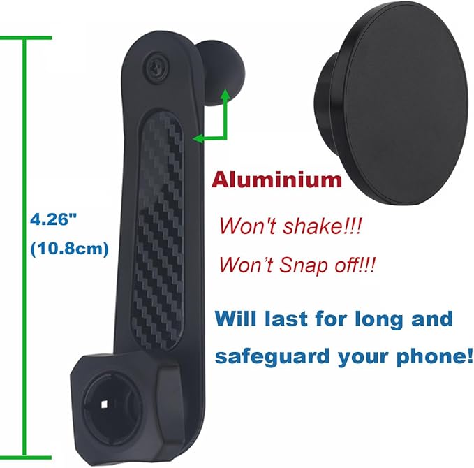 17mm Magnetic Ball Phone Mount Holder for Magsafe Phones, with Aluminium Extension Arm for Car Air Vent CD Slot Mount (4.26" Metal Arm)