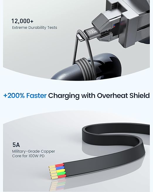 CAFELE 4-in-1 100W Retractable USB C Charging Cable with USB C/A to L/Type C 5A Fast Charging, Multi Charger Cord for Multiple Devices, Phone 17/16/15/14, Galaxy S24/S23, MBook, Pad (3.6ft)