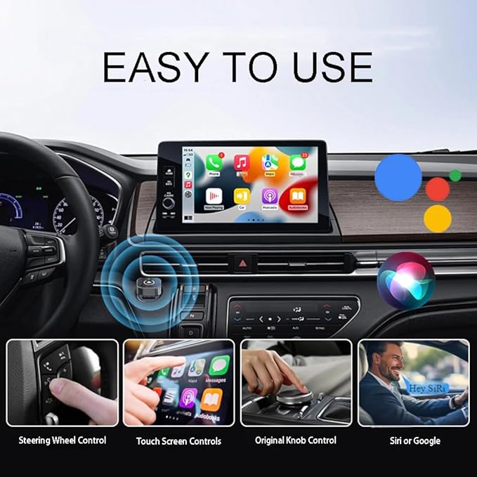 Mini Android Auto Wireless Adapter - 2 in 1 Micro Wireless CarPlay Adapter, Plug & Play for Factory Wired CarPlay, iOS 10+ & Cars 2016+