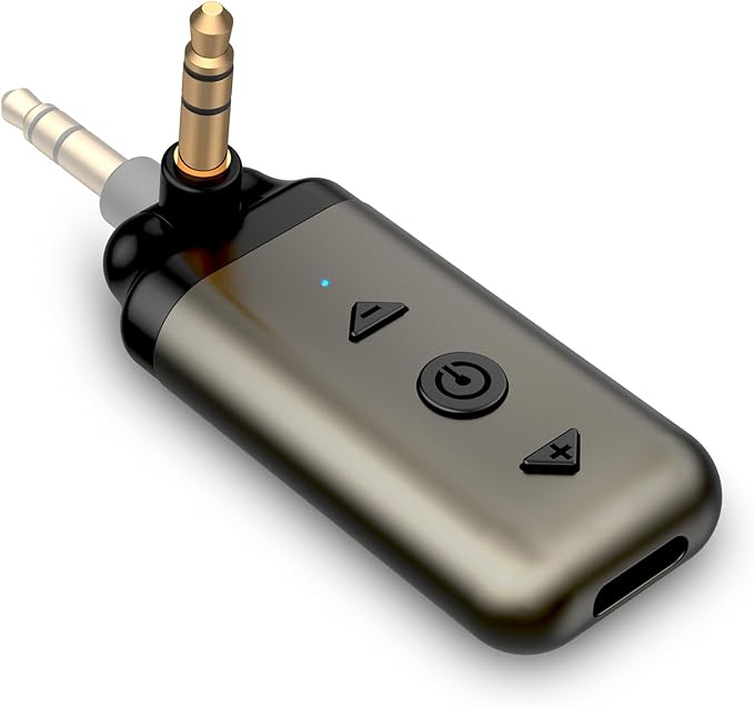 HVMLAK Air88 Bluetooth 5.4 Aux Adapter, 180° Swivel 3.5mm Jack Receiver for Car Home Stereo, Handsfree Calls, 12 Hours Battery, HiFi Sound, Solid Metal Case