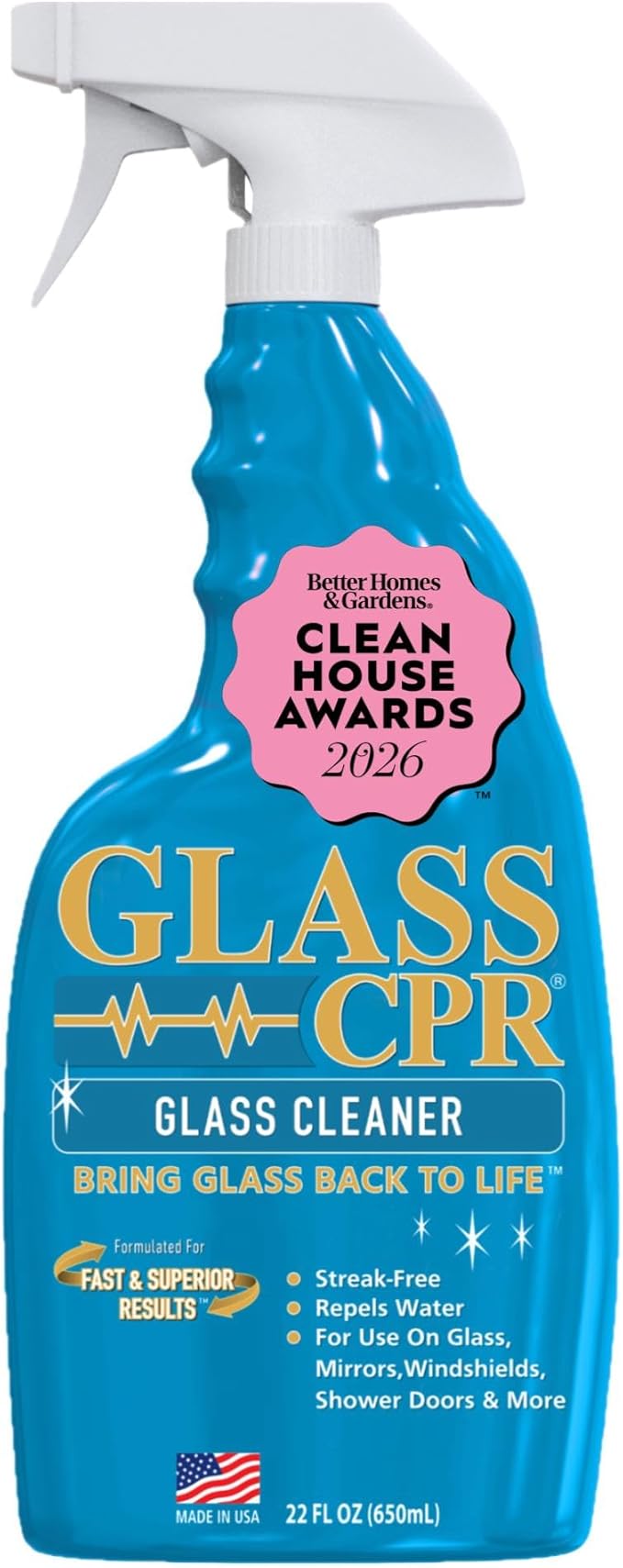 Glass CPR 2-in-1 Glass Cleaner & Water Repellent (22oz) | Deep Cleaning for Glass, Mirrors, Windows, Windshields, Shower Doors