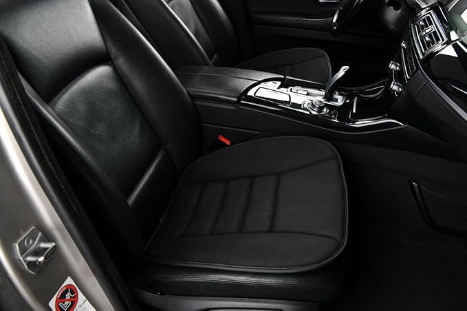 SUTILA Car Seat Cushion Pad 1inch Thick Comfort Seat Protector for Car Driver Seat Office Chair Home Use Memory Foam Seat Cushion with Non Slip Bottom, 20inch x 19.5inch (Black)