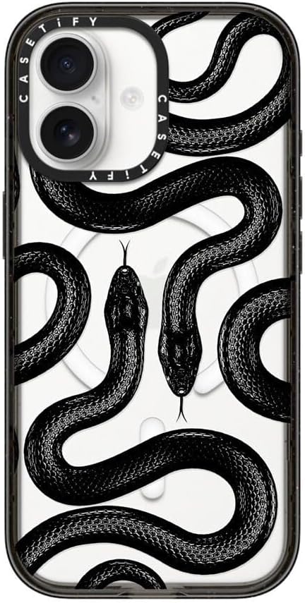 CASETiFY Impact iPhone 17 Case [Slim/Compatible with Magsafe / 8.2 ft. 4X Military Grade Drop Protection] - Black Kingsnake - Clear Black