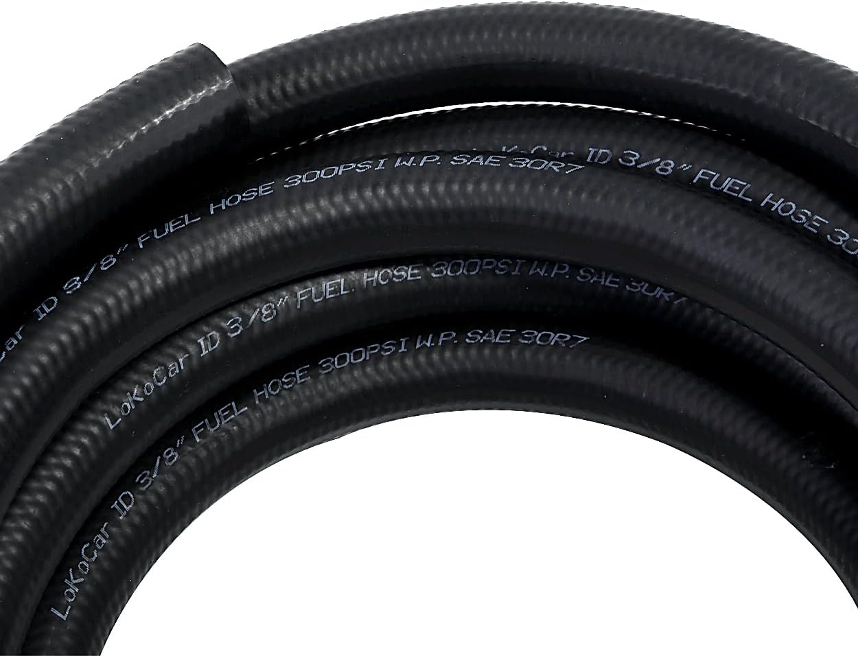 LokoCar Rubber Fuel Hose Line Push Lock 3/8" ID SAE 30R7 NBR 25ft 300PSI Black