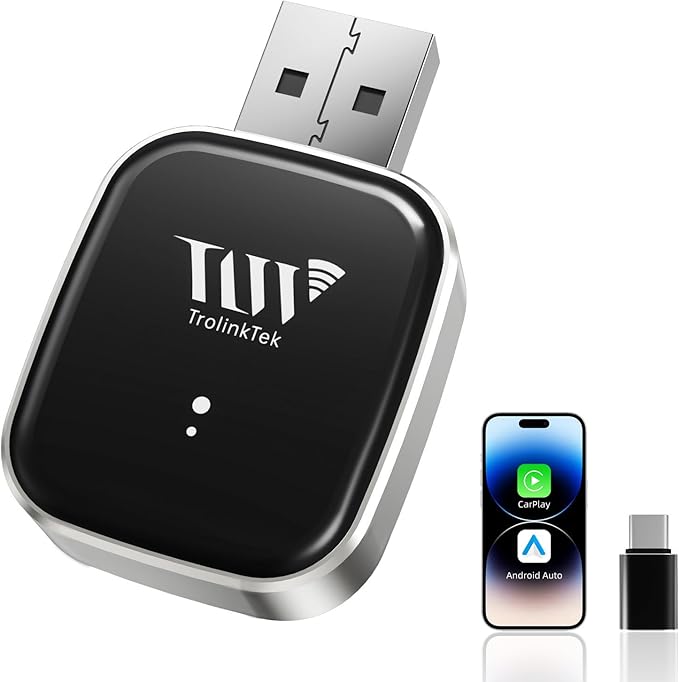 Mini Wireless Adapter for Carplay & Android Auto, 2026 Upgraded, Converts Wired to Wireless CarPlay Dongle, Plug & Play, Fast Stable Connection, Compact Design for iPhone & Android with USB/USB-C