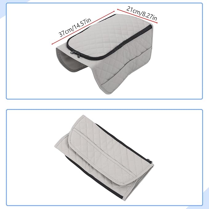 Center Console Armrest Cover Compatible with Toyota Tundra 2022+ Sequoia 2023+ Leather Middle Console Cushion Lid Pad Waterproof Anti-Scratch Armrest Seat Box Cover With Pocket Storage Bag Accessories