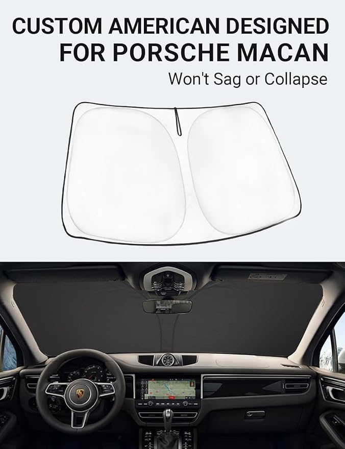 Proadsy Front Windshield Sun Shade Foldable Sunshade Protector for 2014-2025 2026 Porsche Macan SUV Sun Visor Blocks UV Rays Keep Car Cooler Accessories