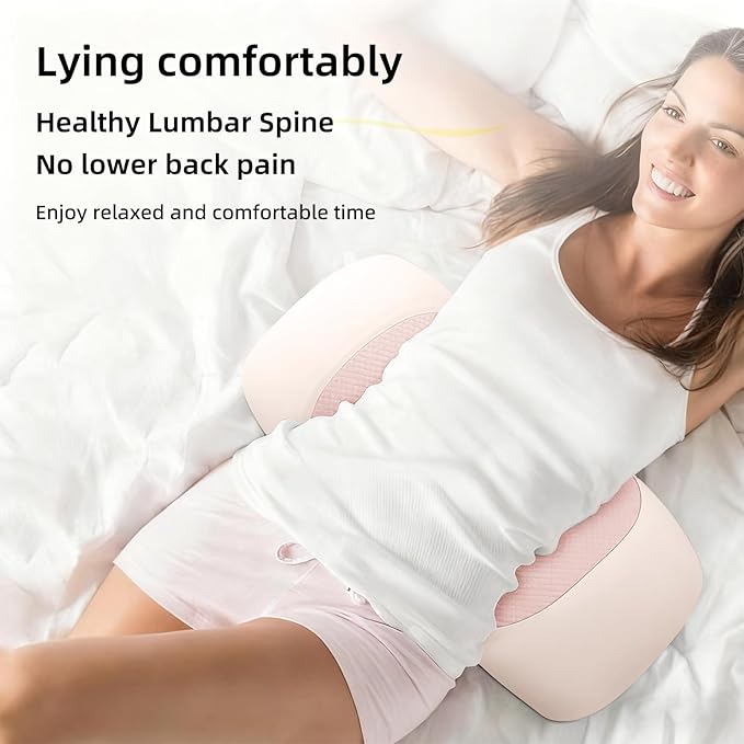 Lumbar Support Pillow for Sleeping,Premium Memory Foam Lower Back Pain Relief Bed Rest Support Pillows for Car Bed,Couch,Waist Support Care Cushion,Sleep Lumbar Pillow (Light Pink)