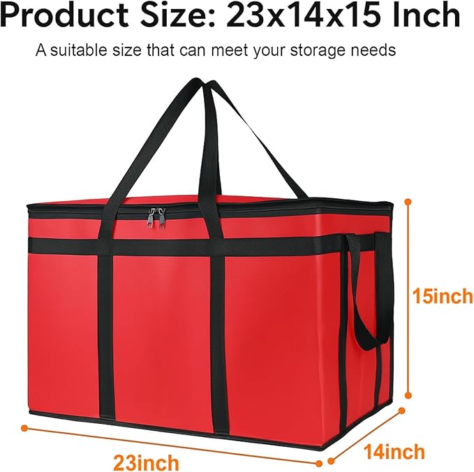 Bodaon Large 2-Pack Insulated Food Delivery Bag, XXXL Grocery Shopping/Catering/Pizza Cooler Bags, Rideshare Delivery Bag, Dashers Cold/Hot Styrofoam Carrier for Travel/Shopping/Catering/Car