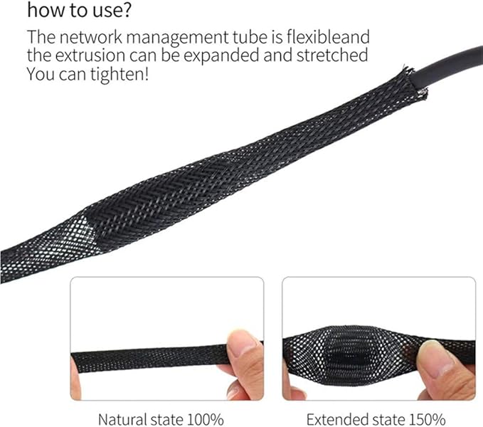 25ft - 1 Inch Cable Management Sleeve Protector,Wire Loom PET Expandable Wire Sleeving for Office TV Computer Home Theater Engine Bay Cord Organizer,Protect Cables from Pet Cat Dog Chewing,BlackRed