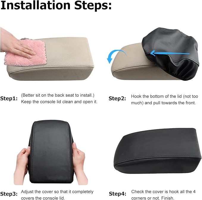 INTGET Car Center Console Armrest Cover for VW Volkswagen Jetta Accessories 2012 2013 2014 2015 2016 20172018 Middle Arm Rest Seat Box Cover Elbow Cushion Pad (Black, 2012-2018 A Version)