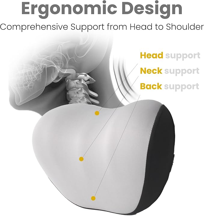 HOPON 2025 Upgrade Headrest Pillow for Tesla Model 3 Y S X,Car Neck Pillow with Breathable Fabric,Soft Pillow for Tesla,Memory Foam Tesla Accessories 1 Pack - Gray