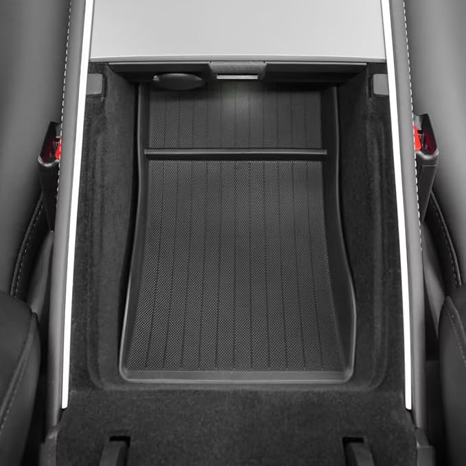 Lower Center Console Organizer Tray for Tesla Model Y 2021-2024 & Model 3 2021-2023, Custom Fit Storage Box with Compartments, Bottom Console Organizer Accessories
