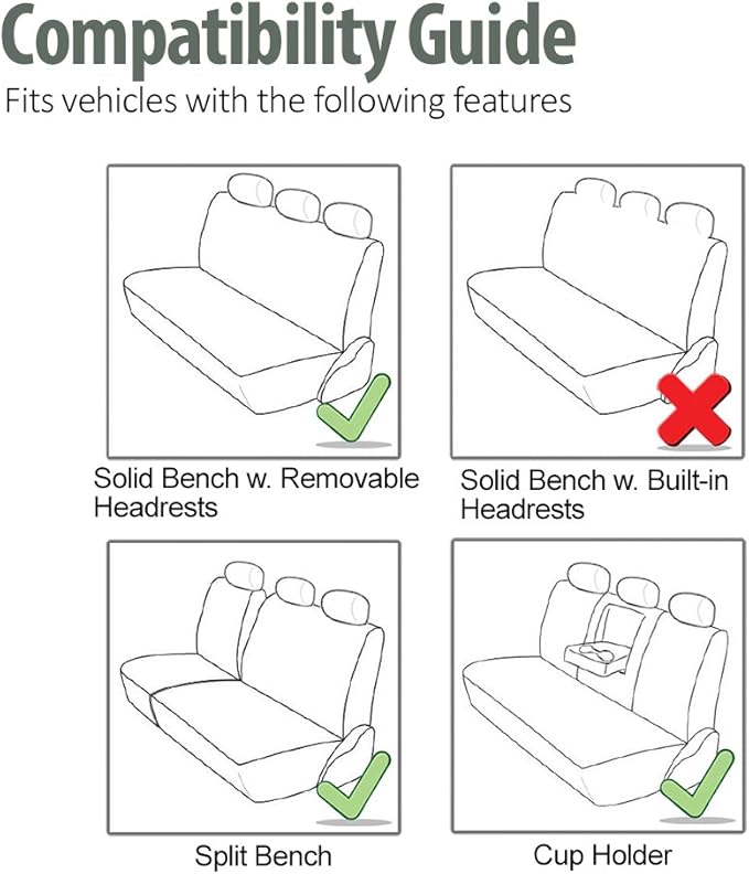 FH-PU002-1010 Classic Exquisite Leather Bench Seat Covers, Split Bench, Solid Black color