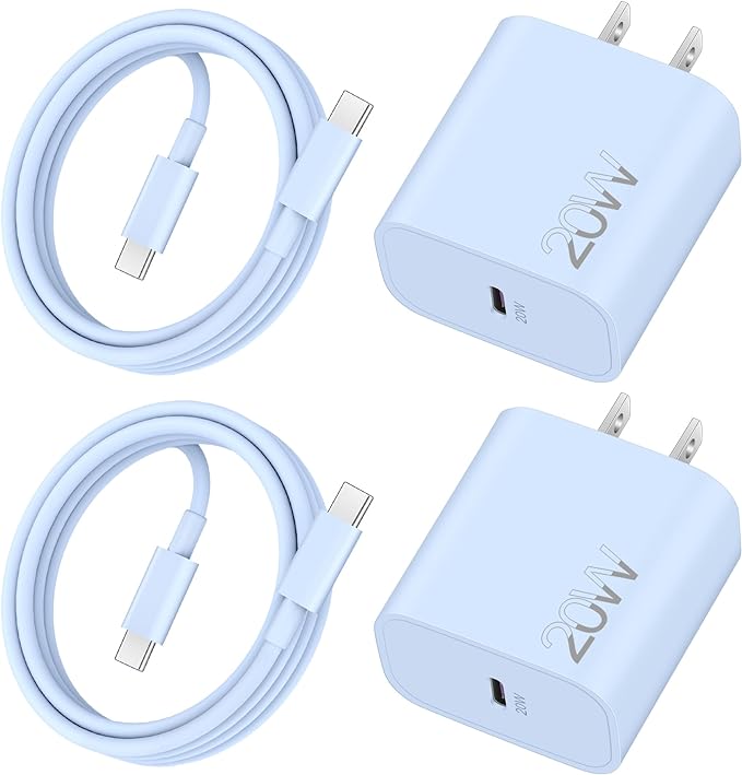 20W Fast Charger for iPhone 17/17 Pro Max/Air/17e/16/16 Pro Max/Plus, iPad Pro 13/12.9/11 inch, iPad 10th/Mini 6, AirPods, 2Pack USB C Wall Charger Type C Fast Charging Block with 3FT USB C to C Cable