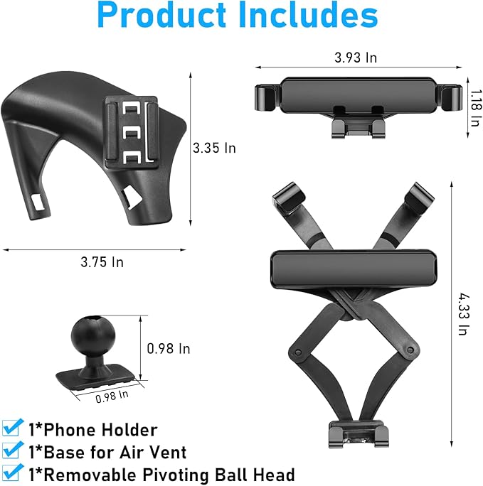 Compatible with Chevy Malibu Phone Holder Mount 2017-2022 for Car Air Vent,Malibu Cell Phone Mount Anti-Shake,9th Gen Malibu Phone Holder Mount-360 Degree Rotation Malibu Vent Phone Stand,Black