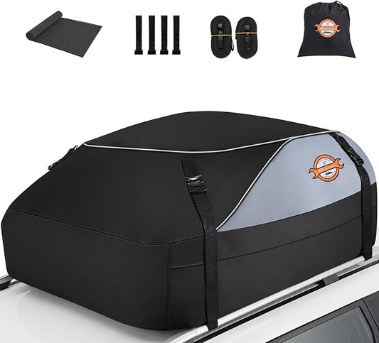 Sailnovo Car Rooftop Cargo Carrier Roof Bag 15 Cubic Feet Waterproof Car Top Carrier, Fits Most Vehicle with/Without Rack, Include Anti-Slip Mat,4 Reinforced Straps,4 Door Hooks