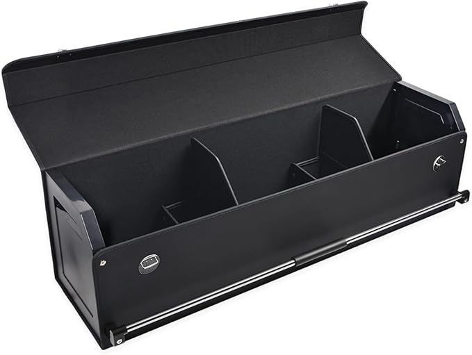 SUV Trunk Organizers, Leather Car Trunk Storage Organizer with Lid & Push-pull Handle, Large Capacity Waterproof Cargo Storage Box for SUVs Sedans Vans (39.7 x 11.4 x 12.2in)