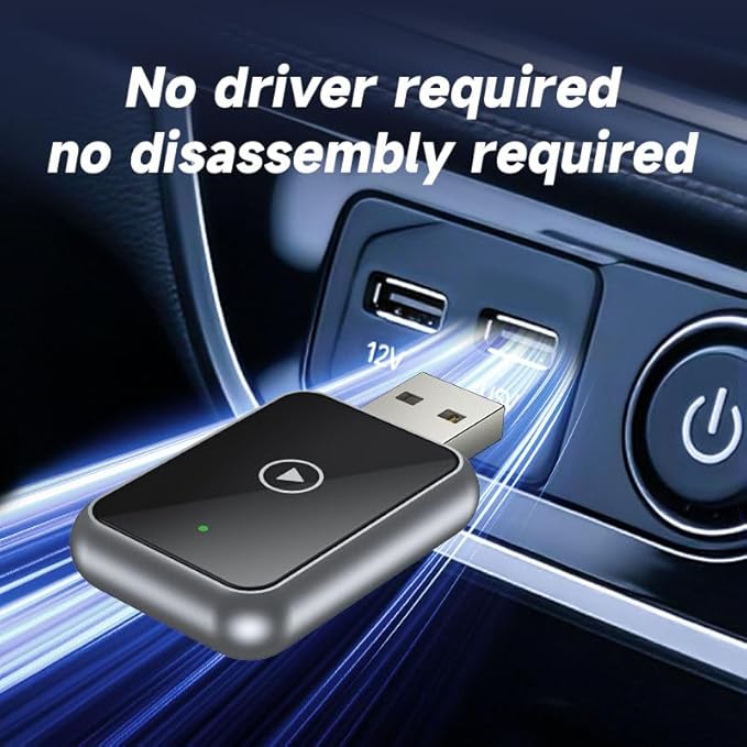 2026 Upgraded Wireless CarPlay Adapter for Apple iPhone, Plug and Play, Fast Auto-Connect, Realtek 8730E Chip Stable & No Latency, Wired to Wireless Adapter with USB-A/Type-C Port Gray-CT (CM101)