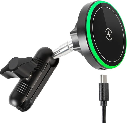 15W Magnetic Wireless Charging Phone Mount with Aluminum Double Socket Arm & 17mm/0.67" Ball -Replacement Base for Car Air Vent, Dashboard, Windshield Holder, Compatible with MagSafe iPhone