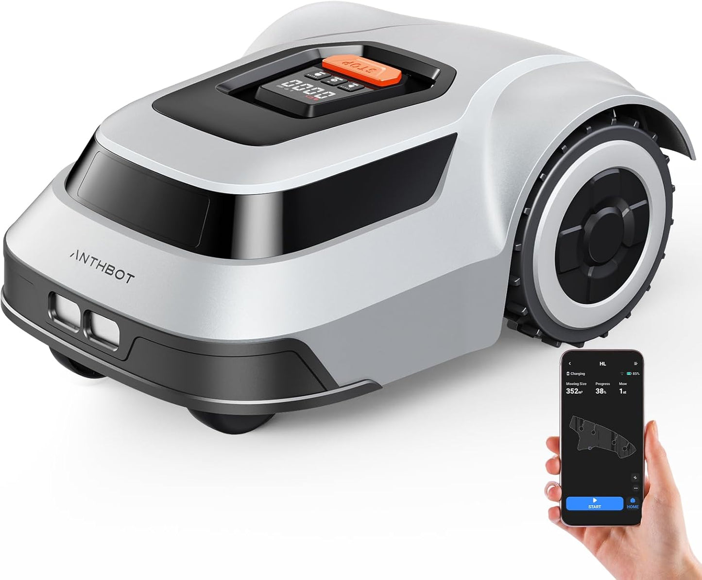 Robot Lawn Mower with Max 180m Stable Boundary Wire - Recommended 550㎡, Max 900㎡, 300% Higher Efficiency of Grid-Shaped Mowing Path, Automatic Robotic Lawn Mower with Auto Mapping & Recharge