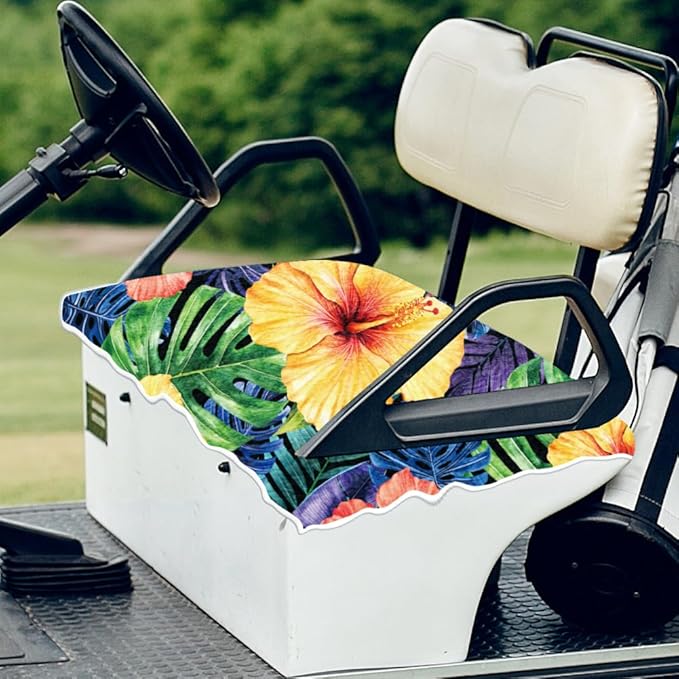 ORIGACH Tropical Flowers Golf Cart Seat Covers, Comfortable Cooling Golf Cart Blanket Towel, 100% Microfiber, Fits EZGO, Club Car, and More 2-Seat Golf Carts, 51x31inch
