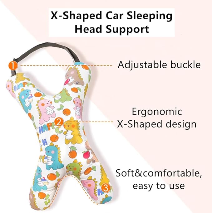 Car Travel Pillow for Kids Adults X-Shaped Car Sleeping Head Support Soft Neck Pillow Head and Body Support Travel Pillow Cushion for Car Seat Pillow Car Aircraft Travel Pillow Headrest for Road Trips