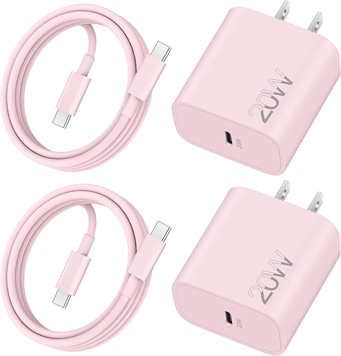 20W Fast Charger for iPhone 17/17 Pro Max/Air/17e/16/16 Pro Max/Plus, iPad Pro 13/12.9/11 inch, iPad 10th/Mini 6, AirPods, 2Pack USB C Wall Charger Type C Fast Charging Block with 3FT USB C to C Cable