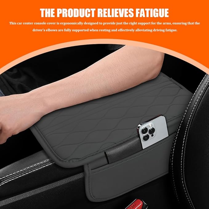 Leopard Cheetah Print African Animal Hunting Auto Center Console Armrest Pad, Car Center Console Cover, Auto Accessories Soft Comfort Armrest Cover Cushion Mat for Most Cars (Gray-K3)