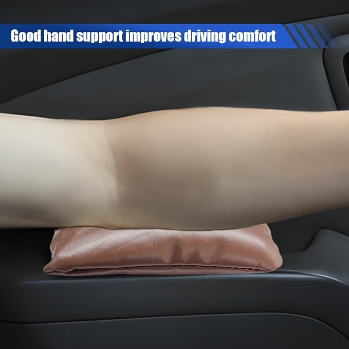 Car Knee Cushion Pad, PU Leather Automotive Center Console Elbow Armrest Pillow, Soft Auto Door Leg Support Pad Protector, Universal Vehicle Interior Comfort Accessories (Coffee)