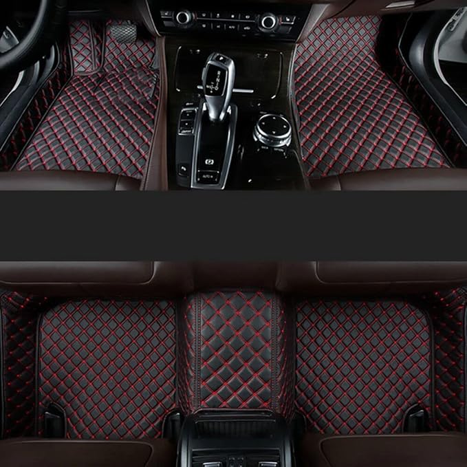 Custom Making Car Floor Mats Compatible with Audi BMW Mercedes-Benz Toyota Lexus Honda Infiniti Nissan Hyundai Kia All Models 2005-2026 (Black Red)