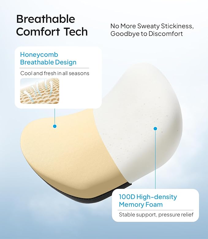 Wigoo 2026 Car Neck Pillow [No More Pressure, Odorless] Soft Car Headrest Pillow with Adjustable Strap Removable Cover 100% Memory Foam, Fits All Vehicles (Beige 2-Pack)
