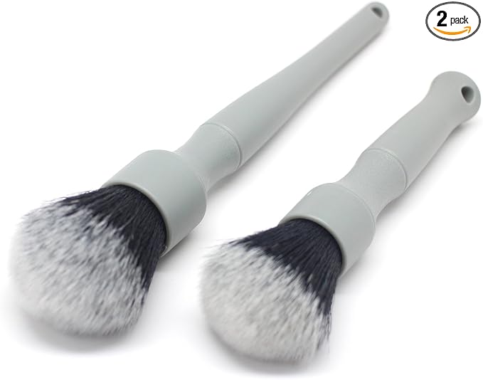 Detail Factory - Synthetic Detailing Brush Set - Ultra-Soft Interior Car Cleaning Brushes for, Screens, Emblems, & Tight Spaces - Gray