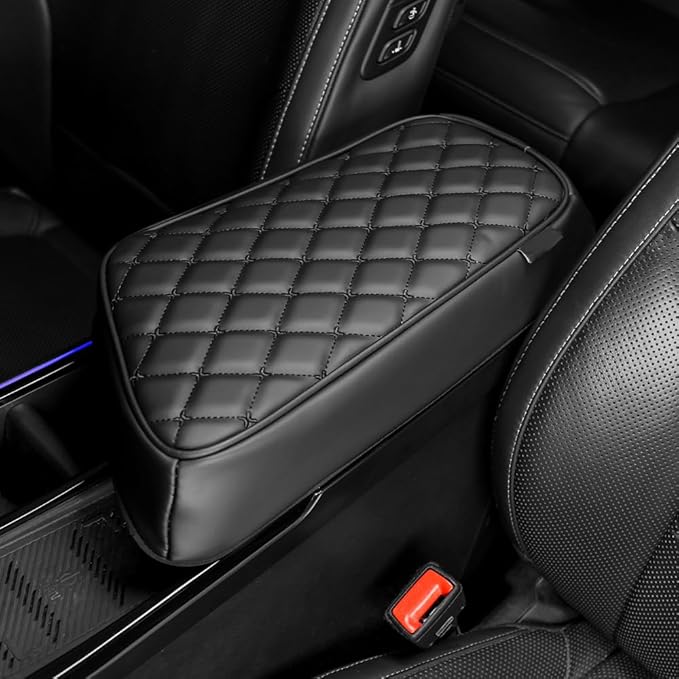 Car Armrest Cushion Cover Compatible with KIA EV6 2022-2026 Accessories, Leather Center Console Armrest Pad(Black)