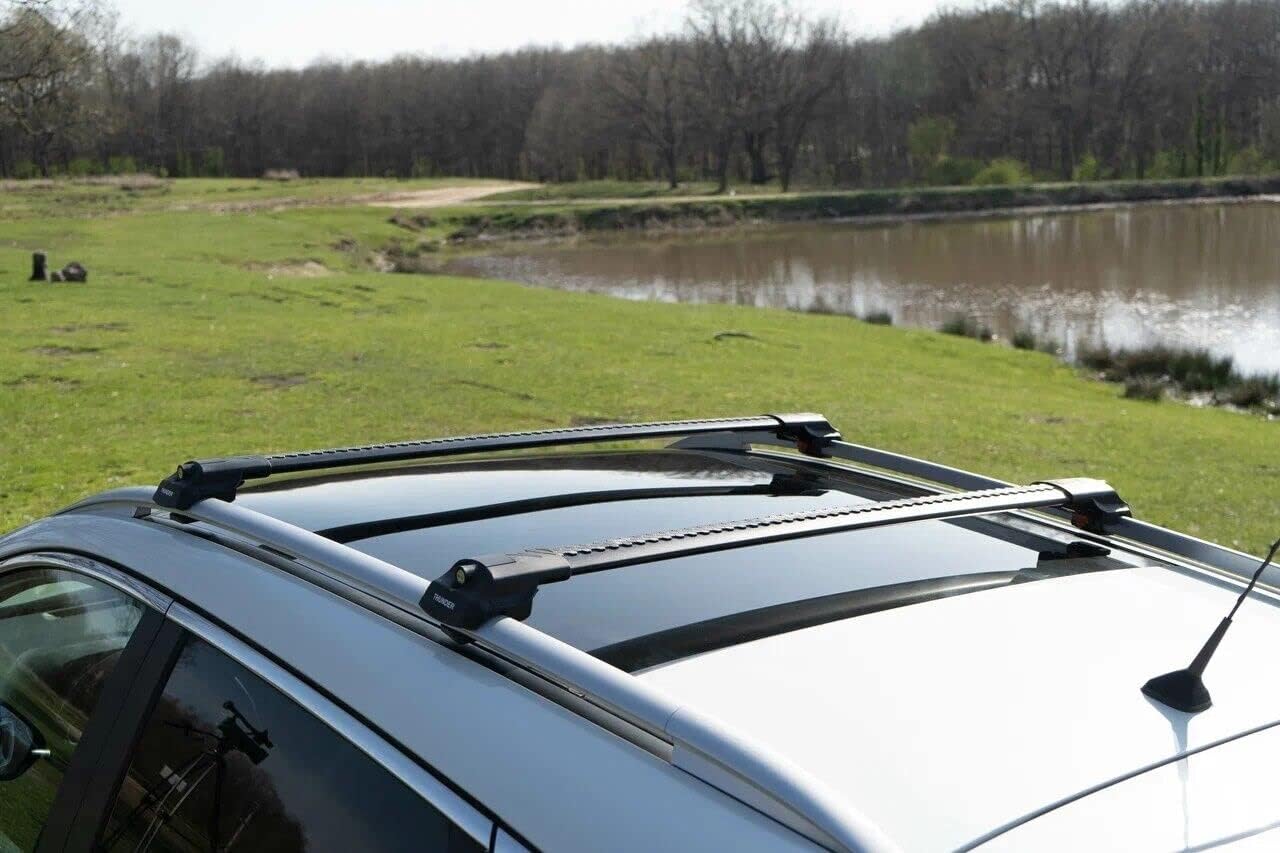 Catch USA Car Roof Rack Cross Bars for Subaru Outback Wilderness with Lock 2021 2022 2023 Aluminum Cross Bar for Rooftop Cargo Carrier Luggage Kayak Canoe Bike Snowboard (Black)