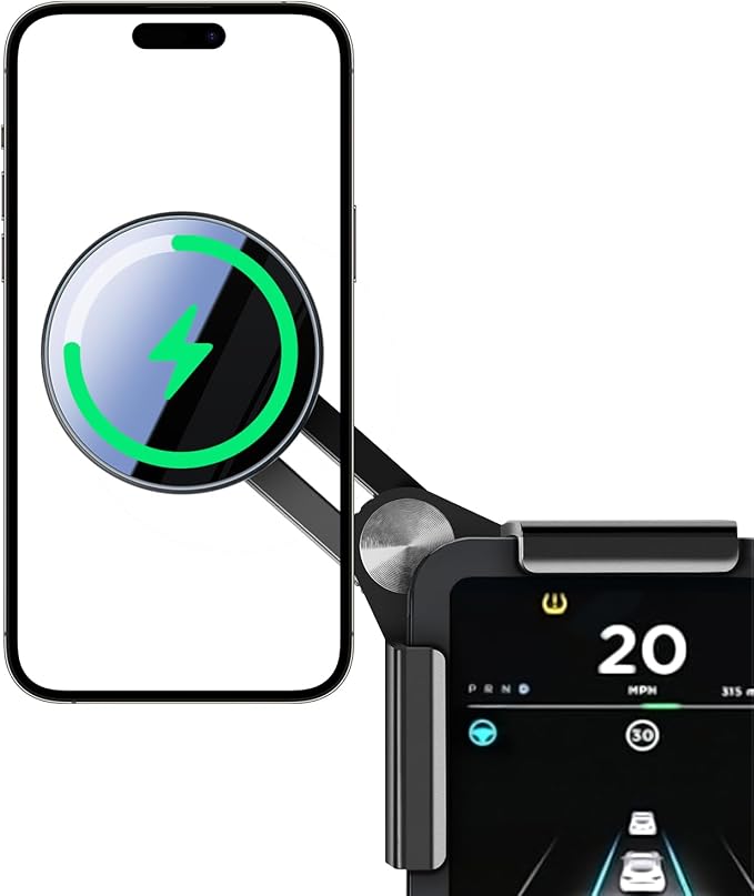 for Tesla Model Y Model 3 Cybertruck 15W Wireless Phone Charger Holder [No Annoying Light], Car Phone Charging Mount for Magsafe, No Adhesive, 360° Adjustable, Compatible with All Smartphones
