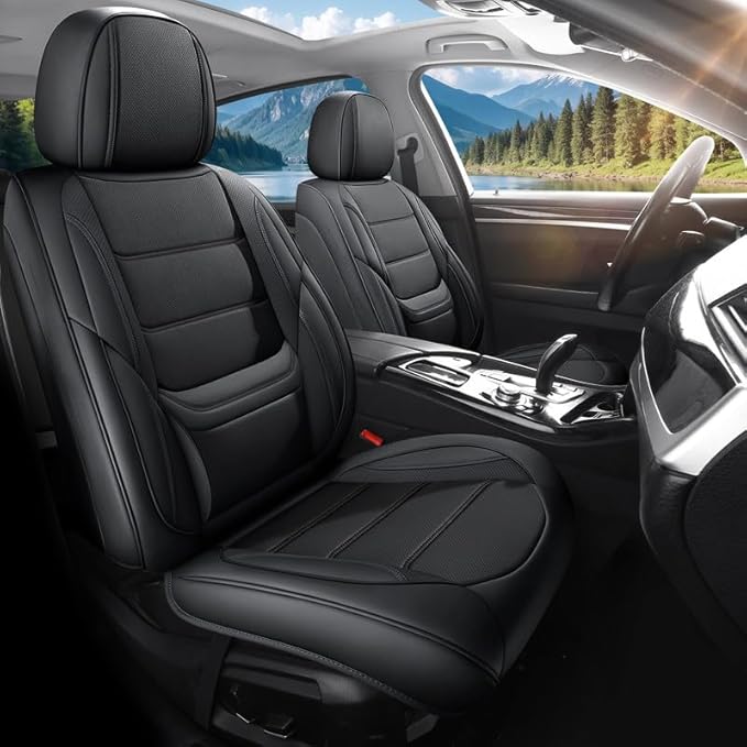 Car Seat Covers Custom Fit for Chevrolet/Chevy Bolt 2016-2026, Premium Faux Leather Waterproof Car Seat Protectors with Lumbar Support, Breathable Anti-Slip Easy to Install(Black,Full Set)