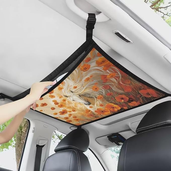 Horse Flower Car Roof Storage Bag Car Storage Bag Organizer Multi-Purpose Car Bag Storage Box Organizer Pouch Pocket Large Capacity Storage for Small Items