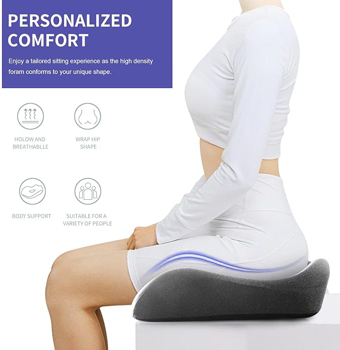 SupremeComfort X-Large Gel Infused Memory Foam Seat Cushion for Office Chair, Kitchen Chair, Car Seats- Elevate Your Seating Experience -Pressure Sore and Tailbone Pain Relief