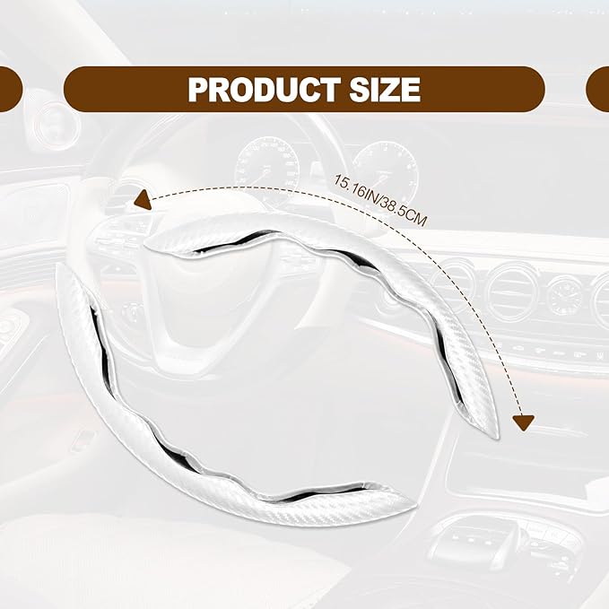 Car Interior Accessories Butterfly Steering Wheel Cover Car Carbon Fiber Anti-Skid Steering Wheel Cover (White)