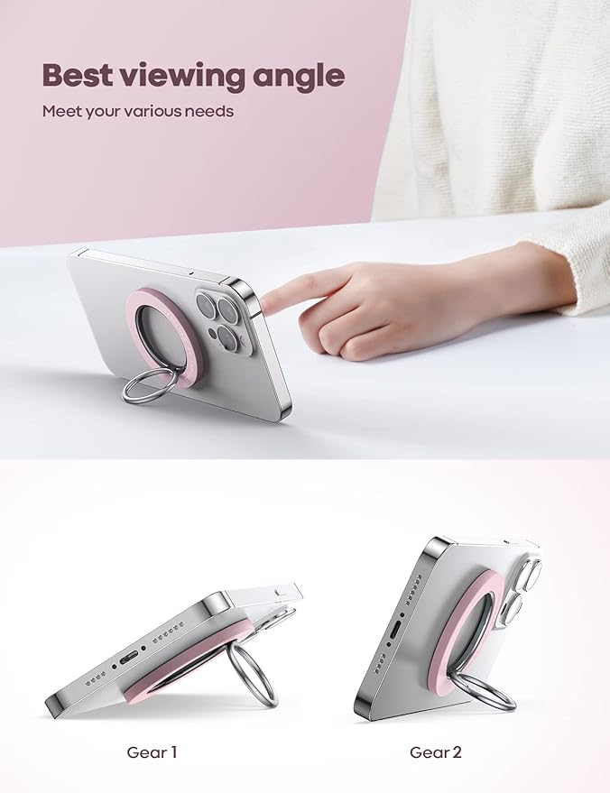 Lamicall Magnetic Phone Ring Grip Holder, 360° Rotating with Smooth Damping, Finger Ring Holder Stand, Mag Kickstand Accessories for iPhone 17 Pro Max, Pinky