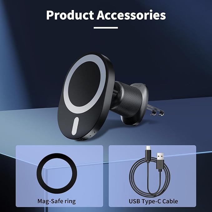 AOUXSEEM for Magsafe Car Charger Mount,15W Fast Charging,20xN55 Magnets,Car Phone Holder Wireless Car Charger Magnetic Phone Holder for iPhone 17/16/15/14/13/12/Pro/Plus/Max Samsung Galaxy S Series