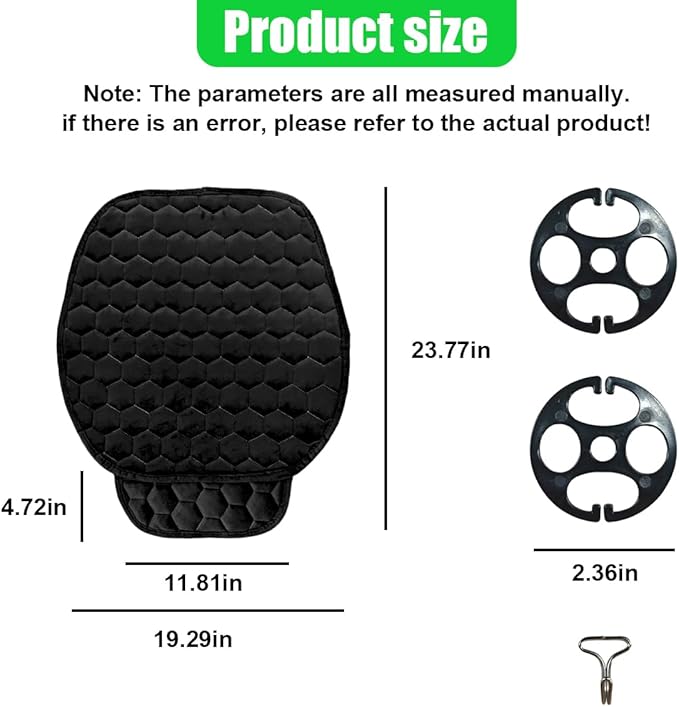 Car Seat Cover, Soft Plush Auto Bottom Seat Covers, Anti Slip Vehicle Front Seat Cushion Protector, Comfortable Car Interior Seats Pad Mat Accessories for Sedan, SUV, Truck (Black)
