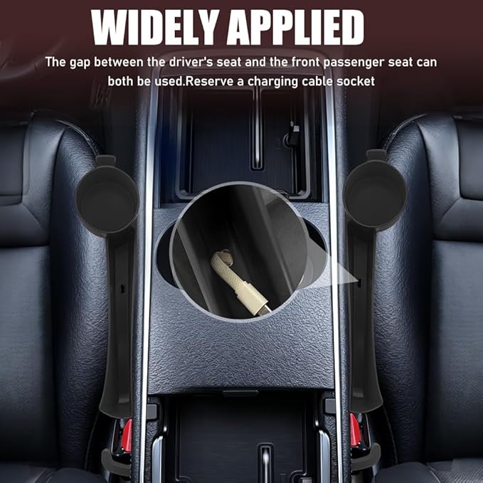 2PCS Car Seat Gap Filler Organizer, Console Side Organizer, Seats Gap Organizer with Phone Holder, Multifunctional Car Seat Filler Gap Space Prevents Things Dropping for Most Vehicles (Black)