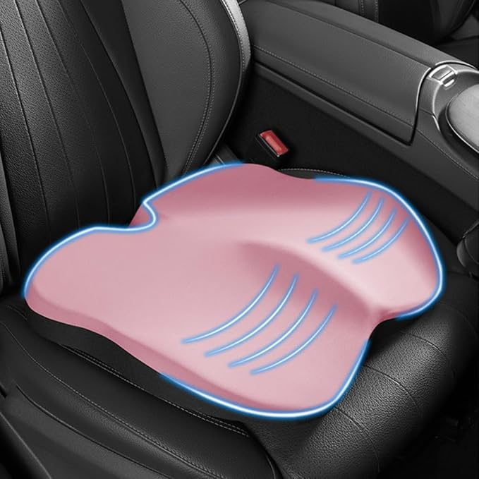 Adult Car Booster Seat Cushion, Memory Foam Car Seat Cushions for Driving, Non-Slip Automotive Seat Cushions for Sciatica & Lower Back Pain Relief