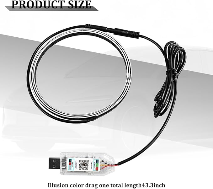 Car LED Strip Lights, 43.3 Inch 64 Colors Music Mode Inside Vehicle Dash Ambient Lighting Kit with Wireless Remote Control, Automotive Interior Dashboard Lamp, Universal Fit