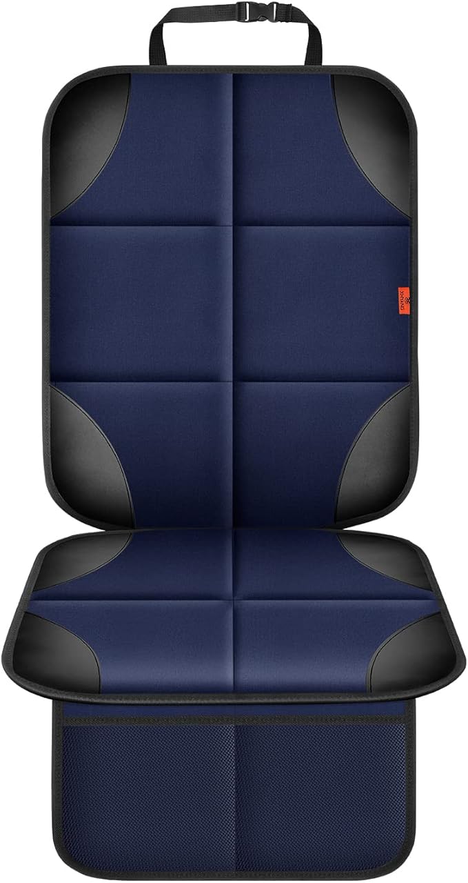 XHYANG Car Seat Protector 1 Pack Car Seat Cushion Mat Thickest Padding,Waterproof 600D Fabric Car Seat Covers for Non-Slip Backing Mesh Pockets for Baby and Pet (Blue, 1 Pc)